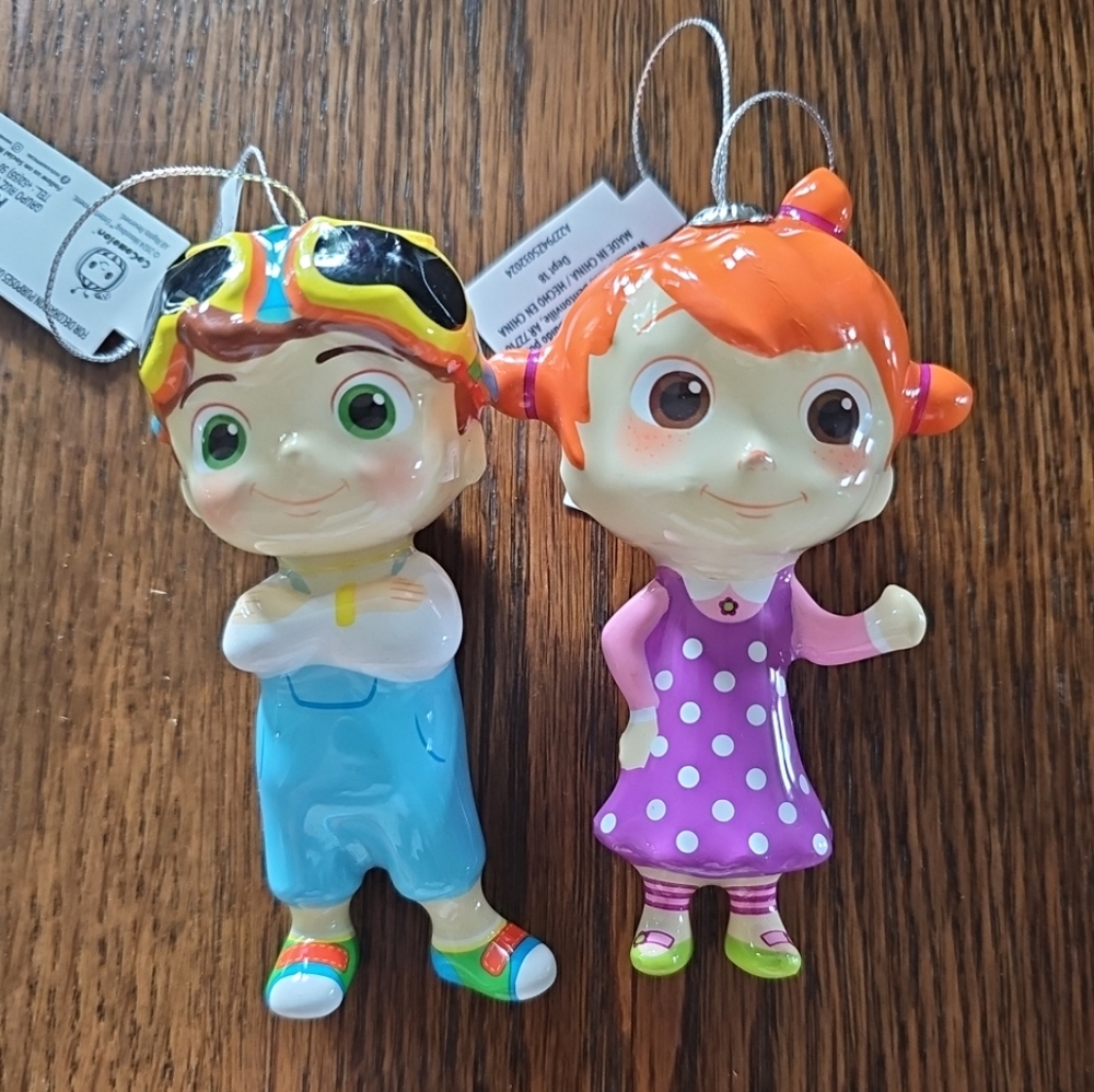 Cocomelon Ornaments TomTom Boy YoYo Girl 4" Ruz Plastic Moonbug Entertainment
